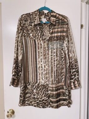 Chico’s Animal Print Button Down Tunic Size 1 S/M